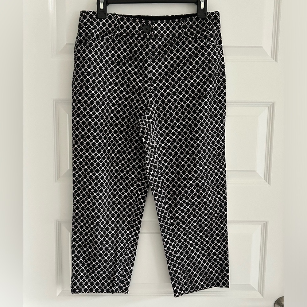 Counterparts Cropped Pants Black White Geometric Print Size 8